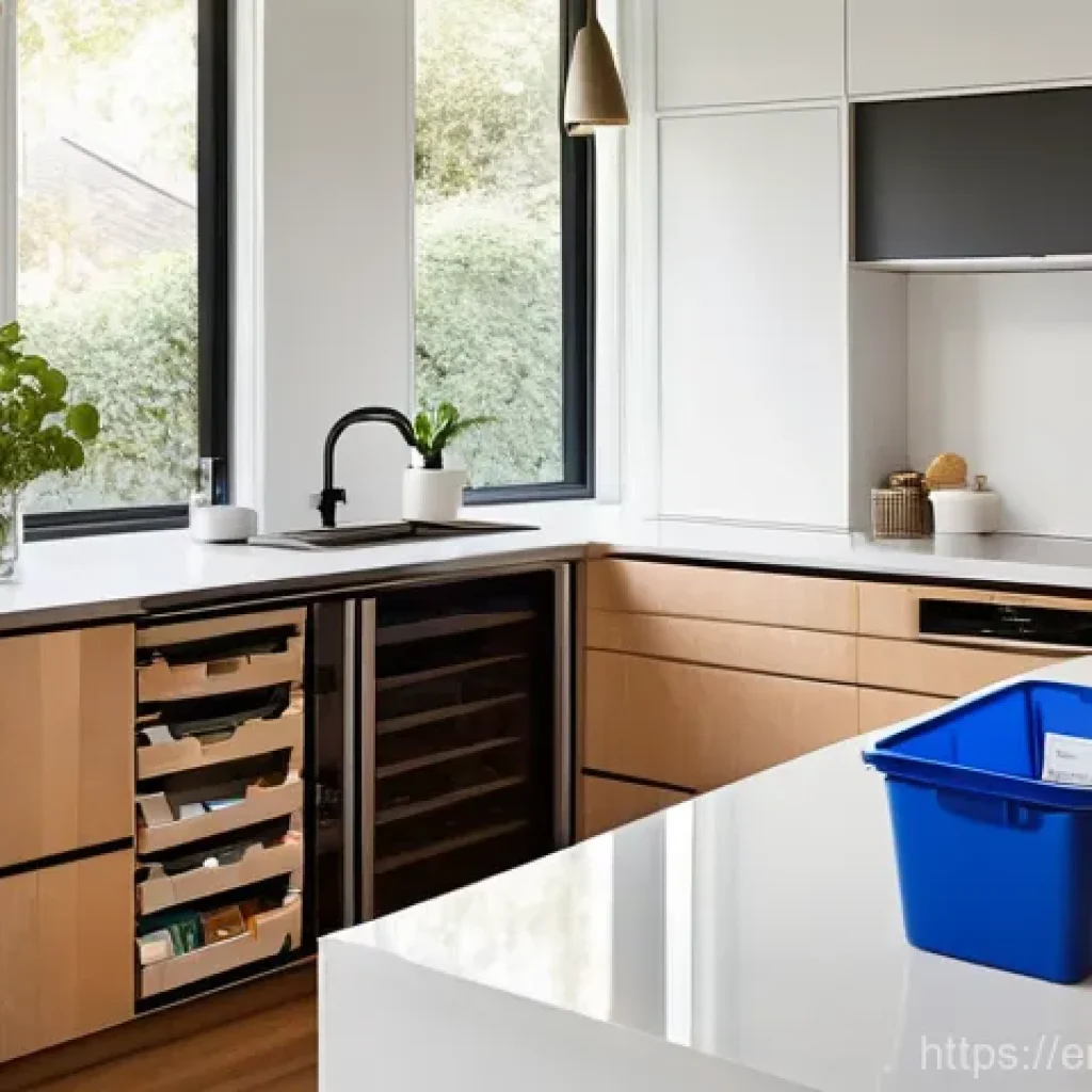 생태 심리학을 통한 환경 행동의 변화 촉진 - **Prompt:** A bright, modern, and minimalist kitchen with abundant natural light streaming in throug...