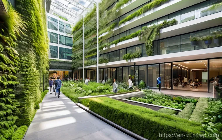 생태 심리학의 응용과 사례 분석 - **Biophilic Urban Oasis:** A vibrant, futuristic cityscape seamlessly integrated with lush natural e...